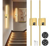 NZVCQVPU Living Room Wall Sconce Long Light Battery, 8000mAh USB-C Rechargeable Lamp with Remote Control, Indoor with Timer, 2 Pack, Black