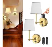 NZVCQVPU Living Room Wall Sconce Retro Rechargeable Lamp, USB Rechargeable Indoor Light Gold, No Power Connection, 8000mAh Battery, 2 Pack