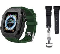 NZVCQVPU Luxury Carbon Fiber Watch Case With 2 Band Modification Kit，For 8 Ultra 49mm，Silicone Rubber Watch Strap Cover Retrofit Set，For iWatch 8 7 6 5 4 SE 45mm 44mm