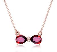 NZVCQVPU Necklace 18 Carat Ladies Knot with Ruby ??0.9Ct Pendant Chain Women for Wedding Rose