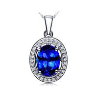 NZVCQVPU Necklace 750 White Blue Oval Tanzanite 1.35/1.85Ct Pendant Chain Wedding White for Women