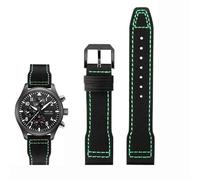 NZVCQVPU Nylon ad alta densità per IWC Mark Pilot Prince Bertolo Portogallo Pieghevole Boba Watching 20 Bracciale per uomo 21mm Nylon Cowhide Ratio Cinturino in pelle, Green Line BK Pin, 22mm