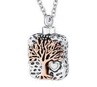 NZVCQVPU Pendant Urns for Human Ashes,Tree of Life with Heart Memorial for Ashes Stainless Steel Necklace Urns