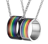 NZVCQVPU Per l'anello di coppia, coppie in acciaio inossidabile nero personalizza l'anello LGBT da 10 mm con regalo di smalto arcobaleno per uomini