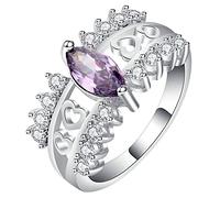 NZVCQVPU Rings Engagement Women,Marquise with Heart Cubic Zirconia Purple Woman Ring Rings for Wedding Women Ring Size L 1/2-T 1/2