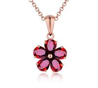 NZVCQVPU Rose Necklace with Pendant Ruby ??0.87Ct Flower Ladies Wedding Chain 750 Rose