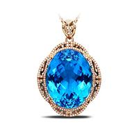 NZVCQVPU Rose Necklace with Pendant Vintage Oval with Topaz 40Ct Ladies Wedding Chain 750 Rose