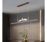NZVCQVPU Rustic Wood Kitchen Island Light Dimmable Linear Chandelier Farmhouse Pendant Lighting for Dining Room Table Tri-Color Bulb 180cm Logs Design for Home Interiors