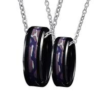 NZVCQVPU Set di acciaio, collane per lui e il suo anello nero da 8 mm Opal e collana in legno