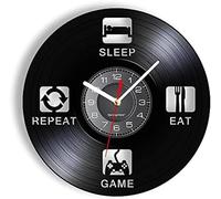 NZVCQVPU Sleep Eat Game Repeat Wall Clock Made Of Retro LP Record Life Style Motto Modern Horologe intagliato in vinile Record Art Musica