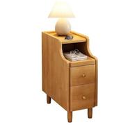 NZVCQVPU Slim Tall Bedside Table with Drawers - Space-Saving Nightstand for Bedroom - 30cm Narrow End Table - Stylish Storage Chest in Brown & White - Modern Design Solution