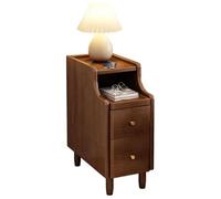 NZVCQVPU Slim Tall Bedside Table with Drawers - Space-Saving Nightstand for Bedroom - 30cm Narrow End Table - Stylish Storage Chest in Brown & White - Modern Design Solution