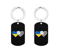 NZVCQVPU U.S. & Ukraine Flag Custom Keychains for Men Women Funny Key Chain Accessory Backpack Purse Bag Charms Gifts