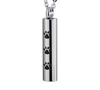 NZVCQVPU Urns for Human Ashes Necklace,Cylinder with Dog Paw Print Stainless Steel Urn Pendants Pendant for Ashes