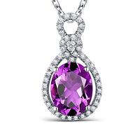 NZVCQVPU White Chain with Drop Pendant with Amethyst 2.19Ct Ladies Wedding Necklace 750