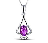 NZVCQVPU White Chain with Pendant Flower with Amethyst 0.41Ct Ladies Wedding Necklace 750