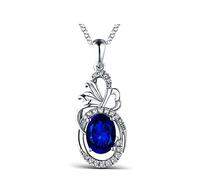 NZVCQVPU White Necklace Pendant Oval with Sapphire 1.15/1.33/3.37Ct Ladies Wedding Chain 750