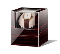 NZVCQVPU Winder Single Winder with 5 Rotation Mode Setting Luxury Mechanical Storage Case Wood Shell Piano Quiet Display Case with Motor and Dual Power Supply(Red Paint+White Velvet)
