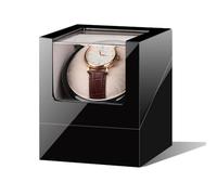 NZVCQVPU Winder Single Winder with 5 Rotation Mode Setting Luxury Mechanical Storage Case Wood Shell Piano Quiet Display Case with Motor and Dual Power Supply(Red Paint+White Velvet)