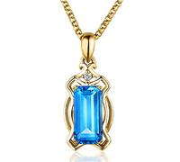 NZVCQVPU Women 18K Natural 1.9ct Rectangular Blue Topaz Necklace Necklace for Wedding Bride