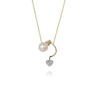 NZVCQVPU Women 18K Pendant Necklace Table Lamp Shape and Heart Pearl Round Cut Diamond Necklace