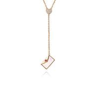 NZVCQVPU Women 18K Rose Pendant Necklace Rose Envelope and Heart Shape Round Cut Diamond Necklace