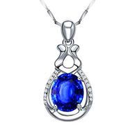 NZVCQVPU Women 18K White Necklace Blue Teardrop Shape 2.1 ct Tanzanite Pendant Necklace