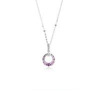NZVCQVPU Women 18K White Pendant Necklace Pink Round Circle Round Cut 0.6ct Sapphire Necklace