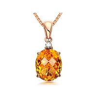NZVCQVPU Women's Necklace 750 Oval Yellow Citrine 6.5/7.7Ct Pendant Chain Wedding Rose