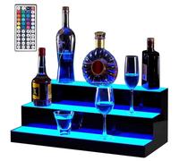 NZVZGKTNTW Espositore For Bottiglie Di Liquore Illuminato A LED A 2/3 Gradini, Ripiani Illuminati In Acrilico For Bevande Con Telecomando, Vari Colori(3)