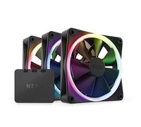 NZXT F120 RGB Fans - RF-R12TF-B1 - Personalizzazione avanzata dell'illuminazione - Raffreddamento silenzioso - Tripla (ventola RGB e controller INCLUSI) - Ventola da 120 mm - Nero