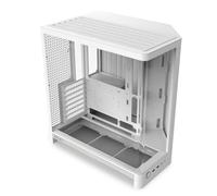 NZXT H6 Case PC ATX compatto a doppia camera - Supporto per 10 ventole da 120 mm -Radiatore da 360 mm-Pronto per schede madri back-connect - Vetro temperato curvo senza soluzione di continuità-Bianco