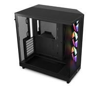 NZXT H6 Flow RGB, CC-H61FB-R1, Case Mid-Tower Compatto a Doppia Camera con Flusso d'Aria, Include 3 Ventole RGB da 120 mm, Pannelli in Vetro Panoramico, Flusso d'Aria ad Alte Prestazioni, Nero