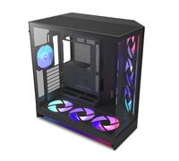 NZXT H9 Flow RGB+ (2025) - Grande Case PC ATX Mid-Tower a Doppia Camera per Flusso d'Aria - Include 7 ventole RGB (6 x 140mm, 1 x 120mm) e hub di controllo - Nero