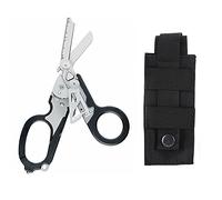 NZXVSE Cesoie 6 in 1 per risposta di emergenza, 6 funzioni, forbici con taglierina a cinghia e interruttore di vetro, tasca portatile multi strumento con fondina, Borsa Nera.