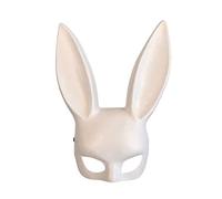 NZXVSE Maschera da coniglietto bianco, mezza maschera da donna con orecchie da coniglio, accessorio per feste di compleanno, Pasqua, Halloween