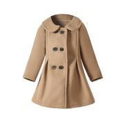 NZYIHAO Bambini Neonato Ragazze Inverno Cotone Ispessito Cappotto Elegante Kerb Collare Doppio Petto Giacca Cappotto Abbigliamento Linea A Revers Giacca di Lana, cachi, 4-5 Jahre