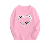 NZYIHAO Camicia da ragazza con stampa a maniche lunghe per bambini, casual, a maniche lunghe, scollo rotondo, maglietta leggera, a maniche lunghe, comoda, per adolescenti e ragazze, #01 rosa, 12-13