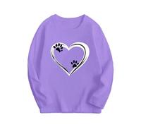 NZYIHAO Camicia da ragazza con stampa a maniche lunghe per bambini, casual, a maniche lunghe, scollo rotondo, maglietta leggera, a maniche lunghe, comoda, per adolescenti e ragazze, #01 Viola, 11-12