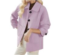NZYIHAO Cappotto corto di lana da donna con bottoni, tinta unita, giacca invernale alla moda, giacca leggera di lana Essentials, giacca invernale per il tempo libero, giacca a vento con tasca, Colore