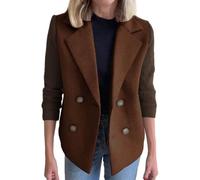 NZYIHAO Cappotto invernale da donna, lungo, in lana, caldo, per le mezze stagioni, per autunno e inverno, cappotto corto, classico, tinta unita, per outwear Open Front Blazer, marrone, s