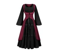 NZYIHAO Costume da rinascimento medievale, vestito da donna, stile gotico, stile vintage, stile steampunk, costume da pirata, cosplay, con lacci, per carnevale e Halloween