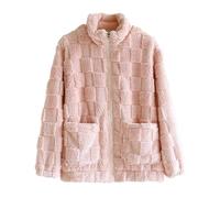 NZYIHAO Giacca di peluche da donna, invernale, in pile Teddy, con chiusura lampo, invernale, in tinta unita, per il tempo libero, per attività all'aria aperta, in pile, Colore: rosa., L