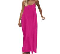 NZYIHAO Maxi abito estivo da donna, senza maniche, con schiena scoperta e spaghetti, abito da spiaggia, leggero, traspirante, elegante, per il tempo libero, per feste, alla moda estiva, Z1 rosa., 3XL