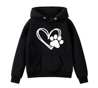 NZYIHAO New York Felpa con cappuccio per ragazze alla moda con lettere stampe, oversize, maglione con cappuccio, a maniche lunghe, con cappuccio, per bambini, 2-14 anni, #02 nero., 11-12 Anni