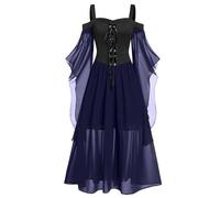 NZYIHAO Offerte del giorno di oggi, per Halloween, Carnevale, vestito da donna, anni '80, abbigliamento medievale, diavolo, vampiro, con spalle scoperte, maniche a farfalla, stile gotico vintage