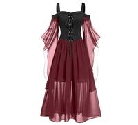NZYIHAO Offerte del giorno di oggi, per Halloween, Carnevale, vestito da donna, anni '80, abbigliamento medievale, diavolo, vampiro, con spalle scoperte, maniche a farfalla, stile gotico vintage
