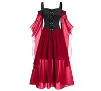 NZYIHAO Offerte del giorno di oggi, per Halloween, Carnevale, vestito da donna, anni '80, abbigliamento medievale, diavolo, vampiro, con spalle scoperte, maniche a farfalla, stile gotico vintage