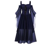 NZYIHAO Offerte del giorno di oggi, vestito da carnevale da donna anni '80, abbigliamento medievale, costume da diavolo, vampiro, spalle scoperte, maniche a farfalla, abbigliamento gotico vintage