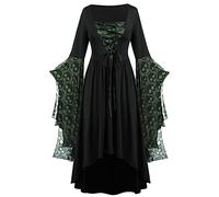 NZYIHAO Offerte del giorno oggi Costume Rinascimentale Donne Abito Medievale con Maniche a Tromba Stampa Teschio Abiti Gotici Donne Medievale Abbigliamento per Halloween Carnevale Grandi Taglie